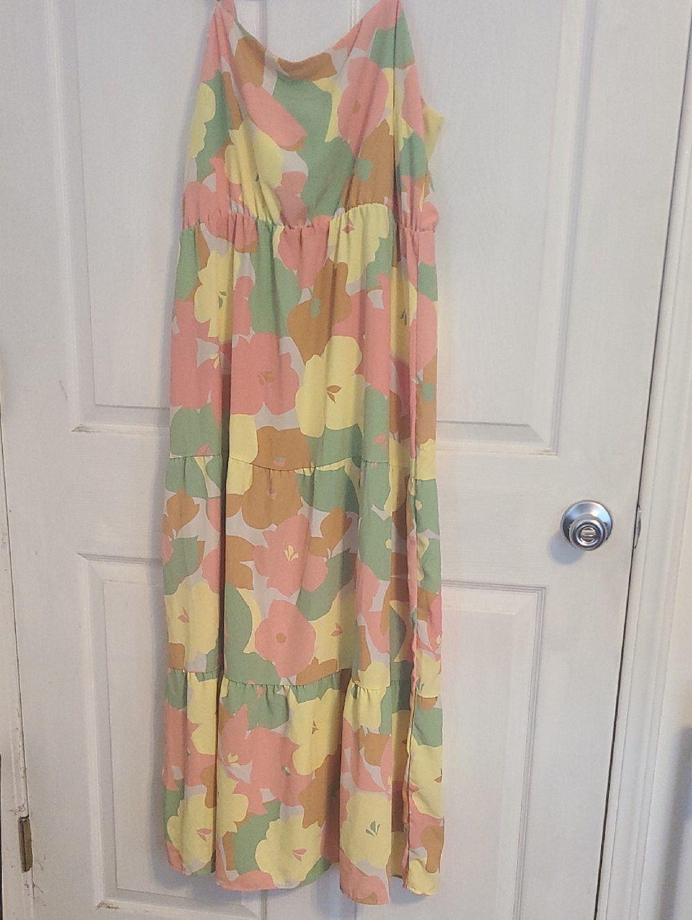 Pastel Floral Tiered Maxi Skirt - Pink, Yellow & Green